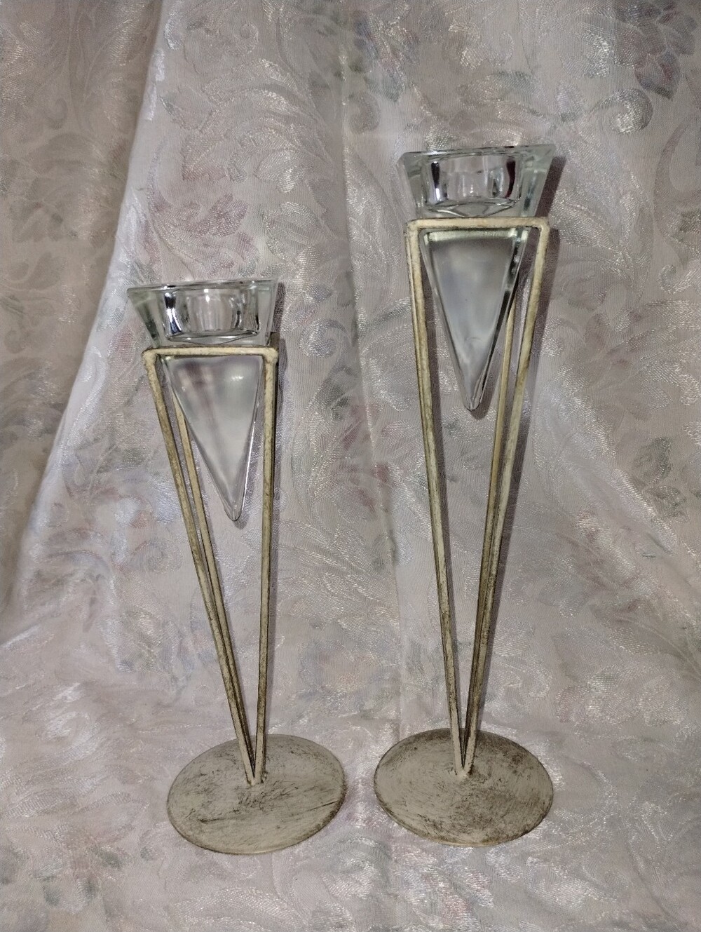 Set of 2 Metallic Gold and Glass Taper Candle Holders - Home Accents
